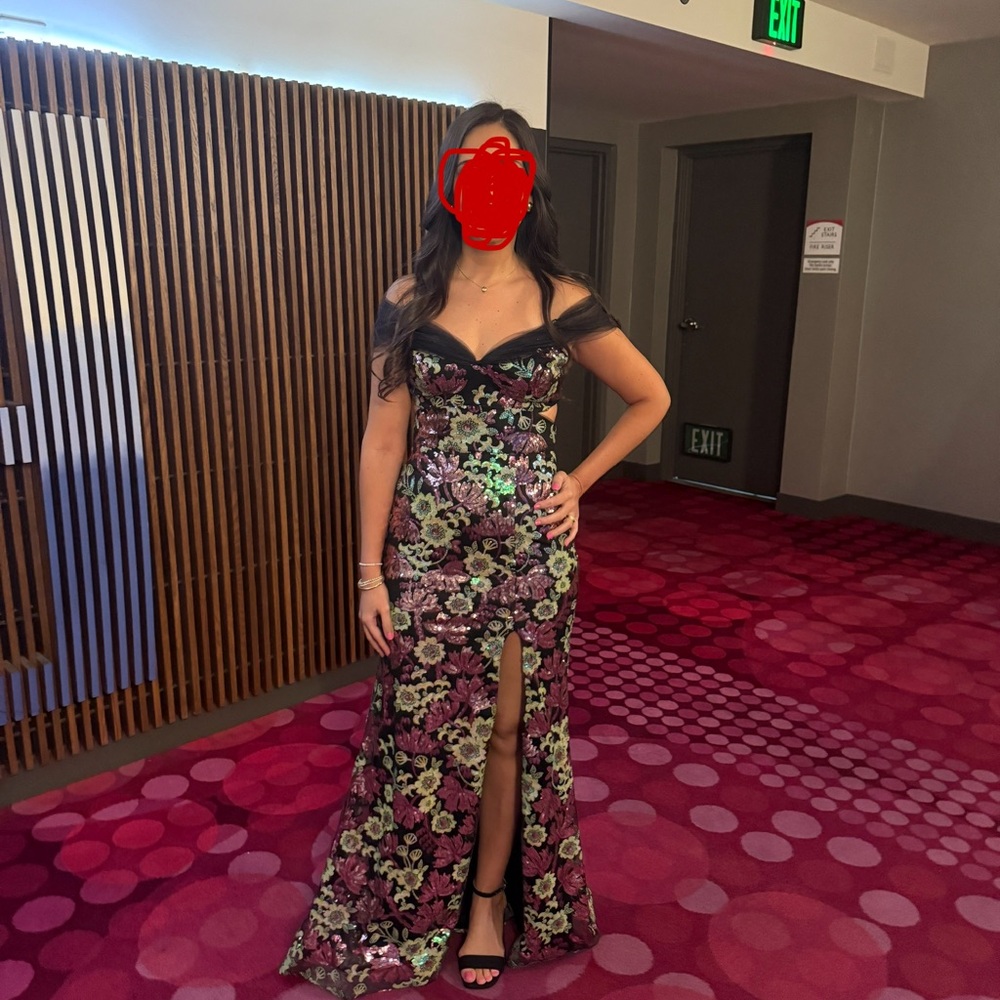 Sequin Floral Prom Long Dress